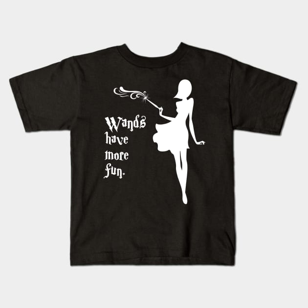 Wands Have More Fun Kids T-Shirt by marcusmattingly